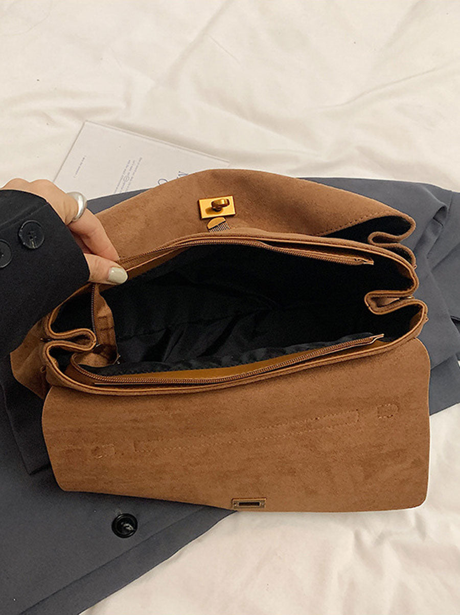 Vintage Suede Tote Bag Black