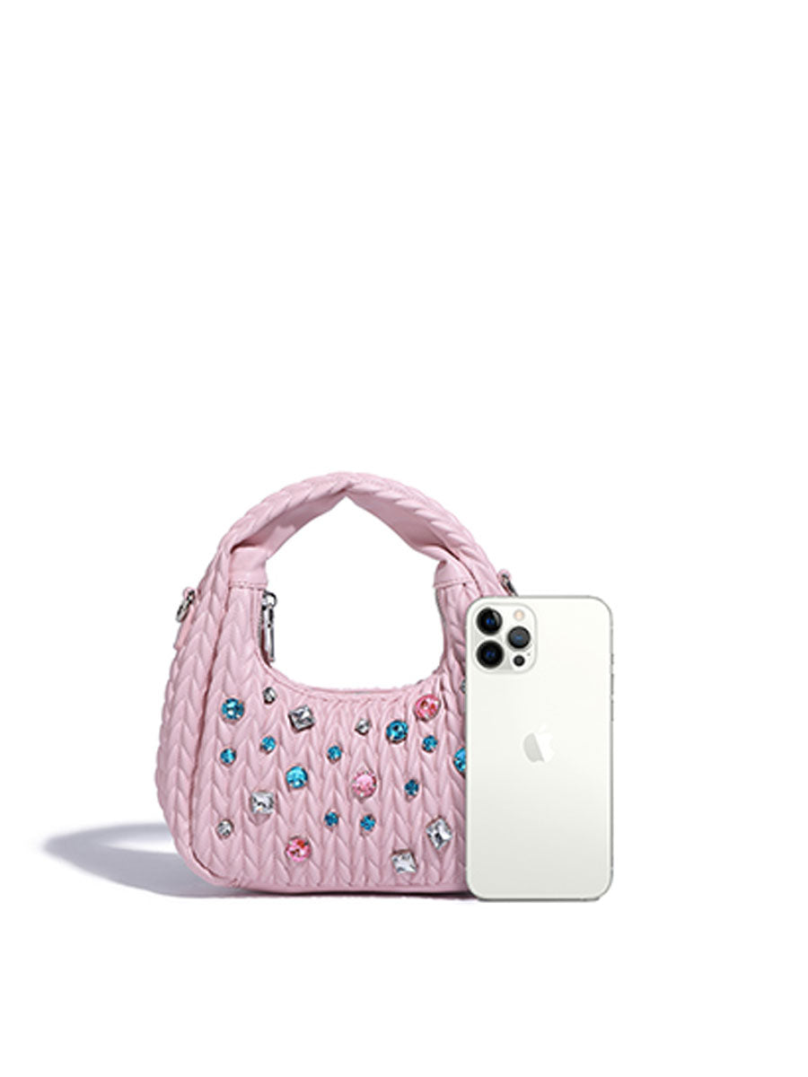 Unique Diamond-Accent Cloud Leather Bag