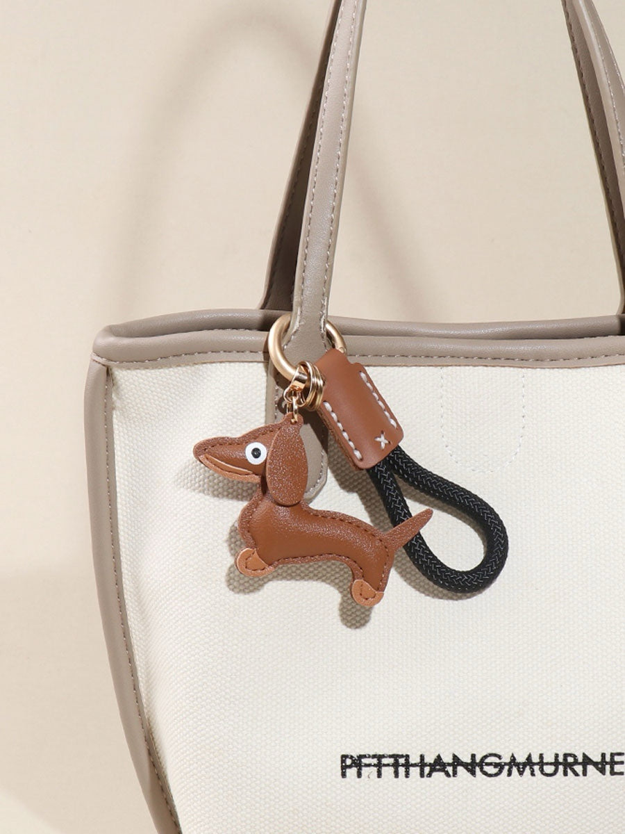 Cute Dachshund Dog  Leather Keychain