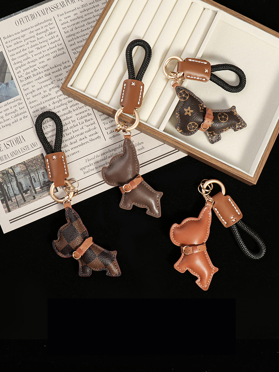 Luxury Leather French Bulldog Keychain