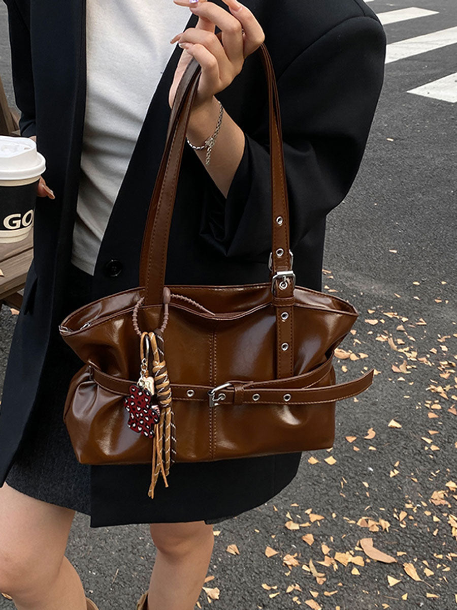 Vintage Waxed Leather Tote Bag Brown