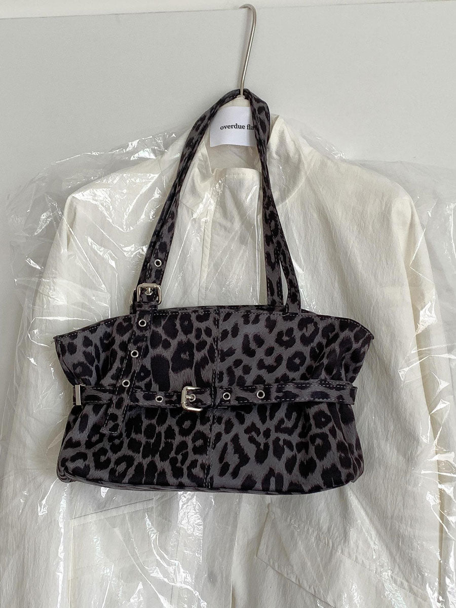 Leopard Print Oversized Shoulder Bag Green