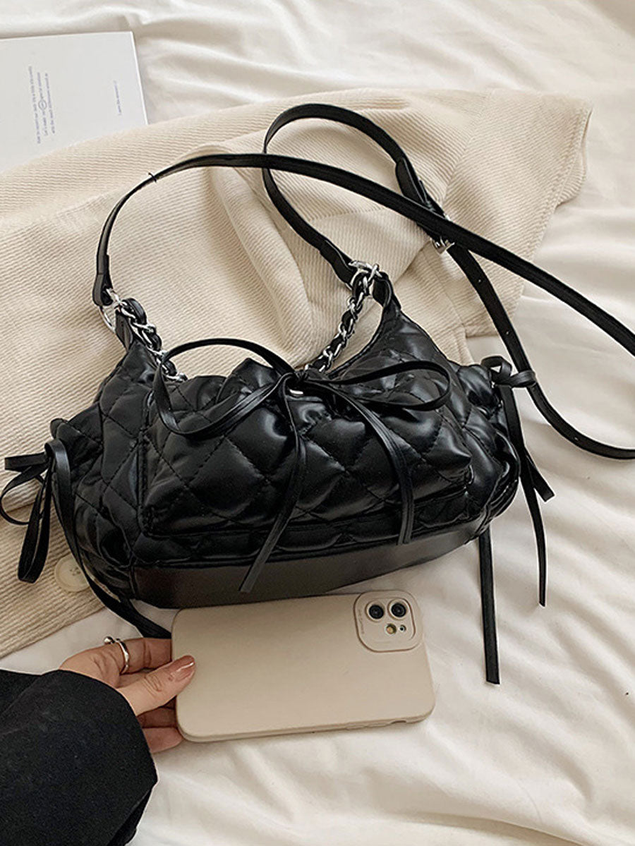 Quilted Chain Shoulder Bag White