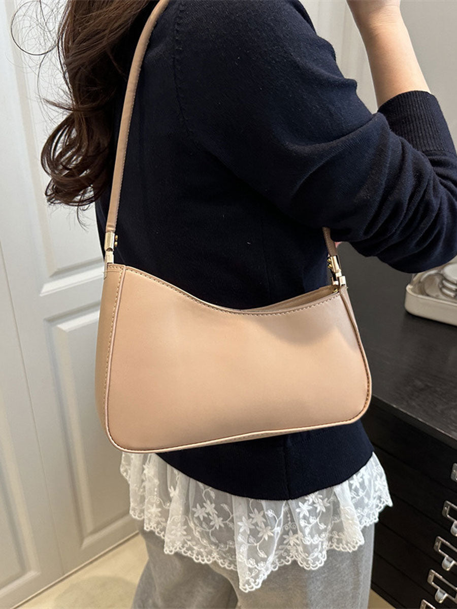 Elegant Half Moon Shoulder Bag Khaki