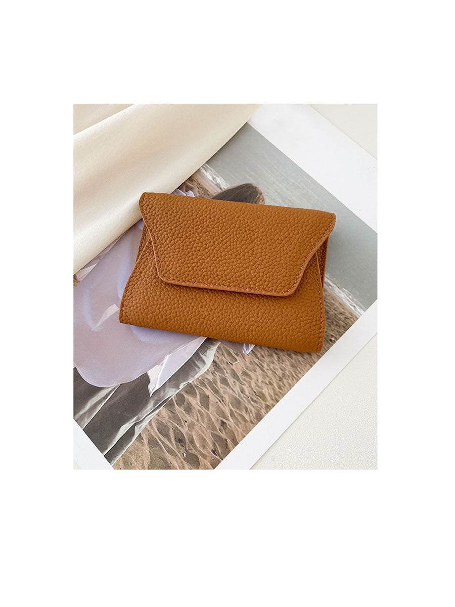 Soft Genuine Leather Short Wallet Black