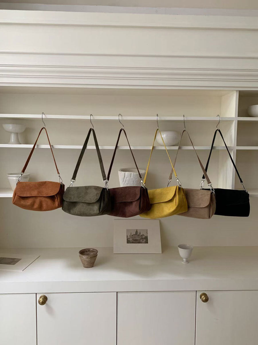 Multi-Color Suede Shoulder Bag Yellow