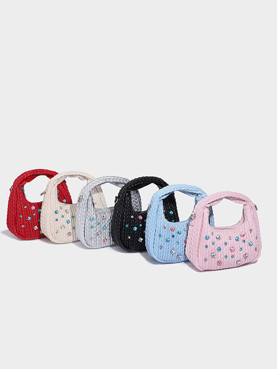 Unique Diamond-Accent Cloud Leather Bag