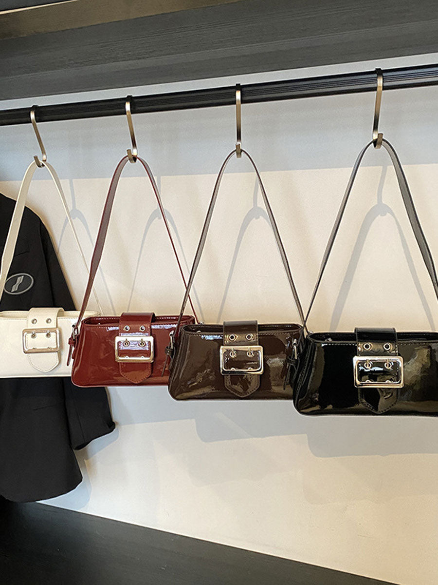 Patent Leather Shoulder Bag White
