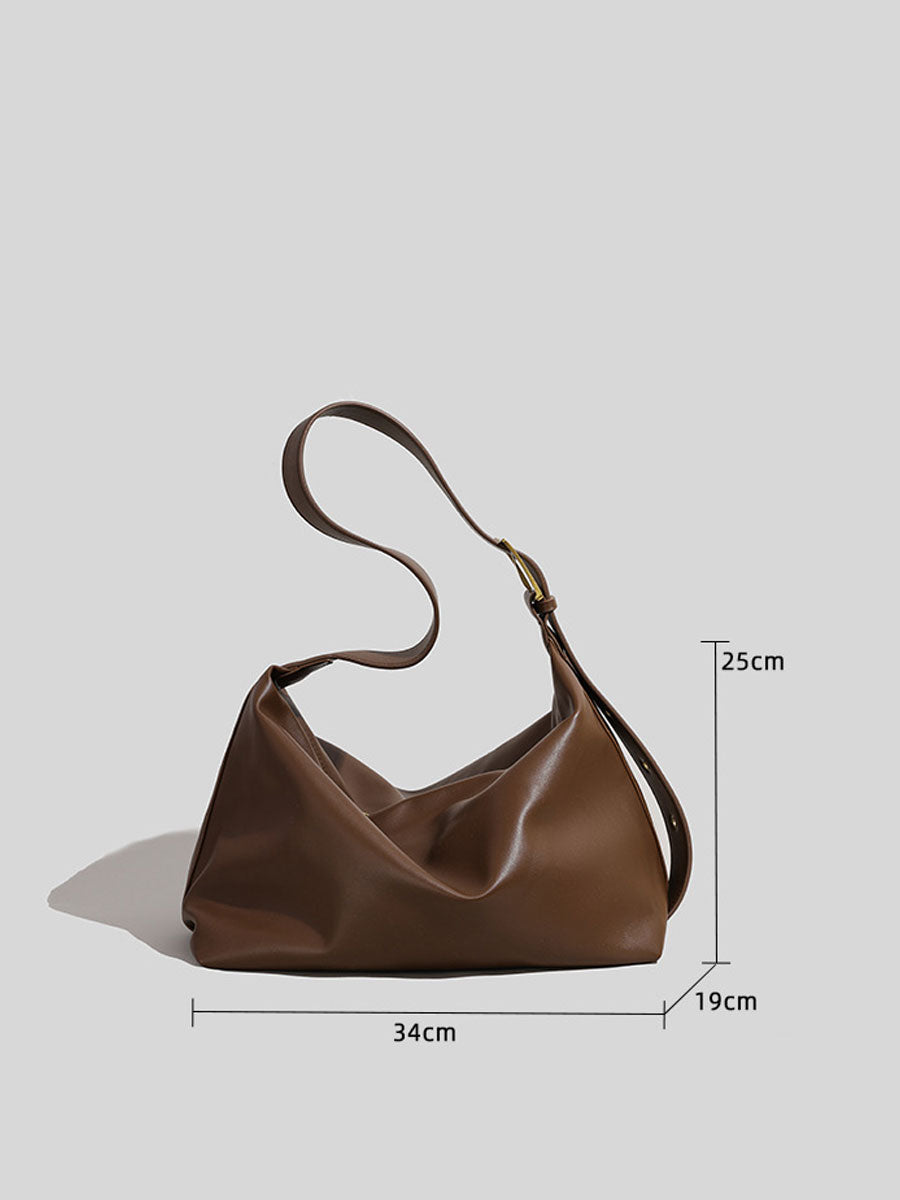 Slouchy Leather Hobo Shoulder Bag Coffee