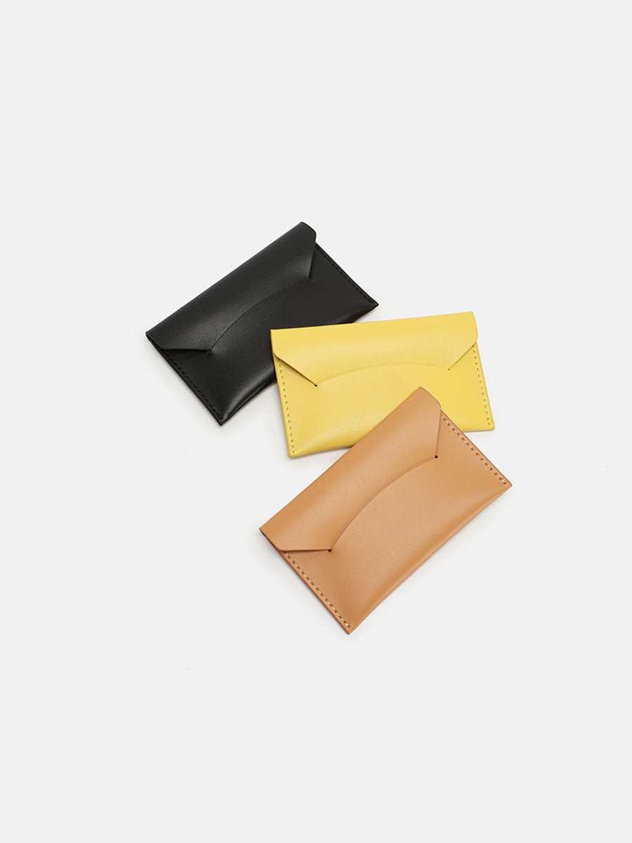Minimalist Genuine Leather Slim Card Holder Brown
