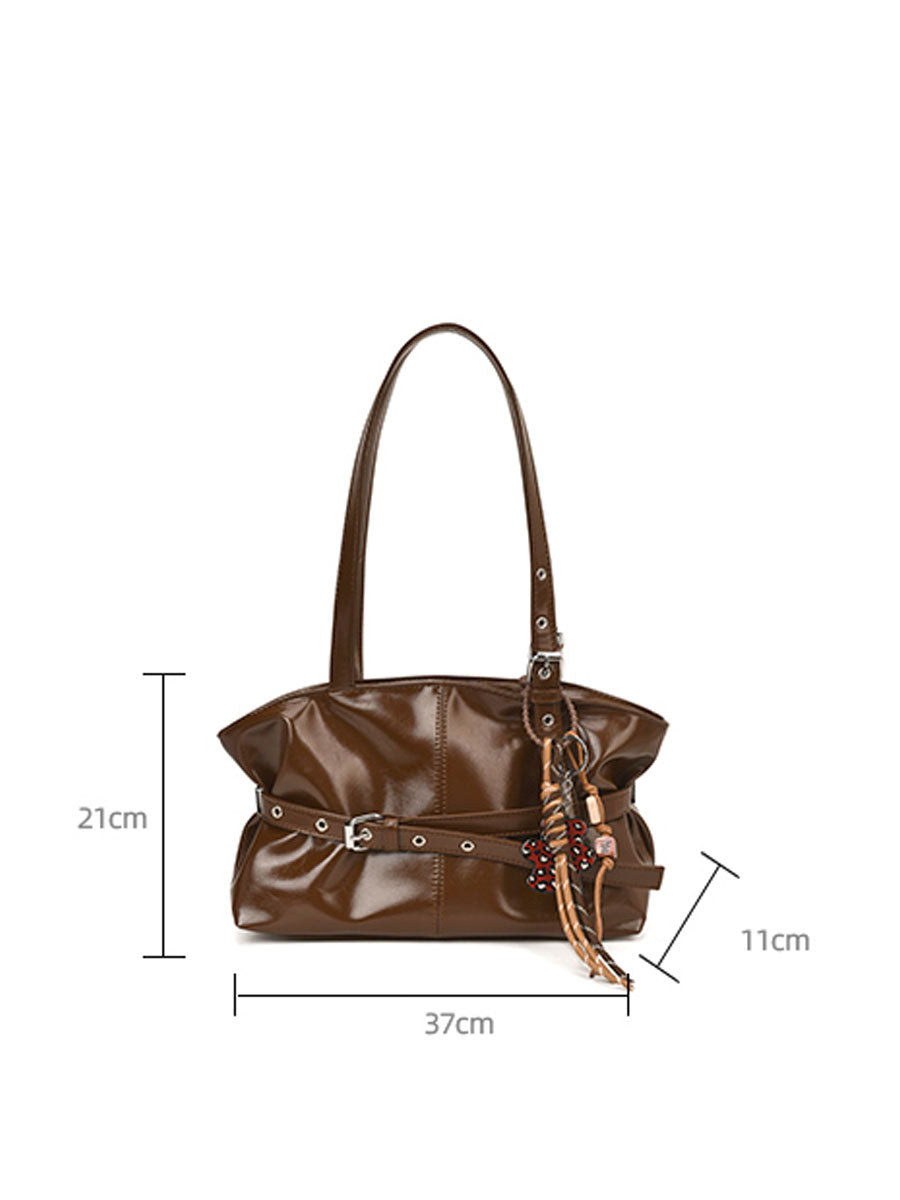 Vintage Waxed Leather Tote Bag Brown