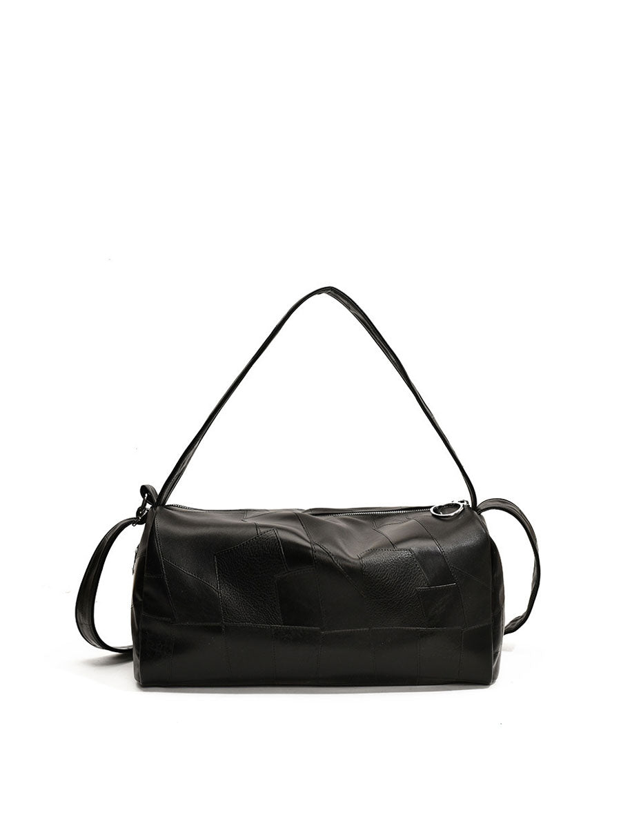 Oversized Leather Shoulder Bag Brown