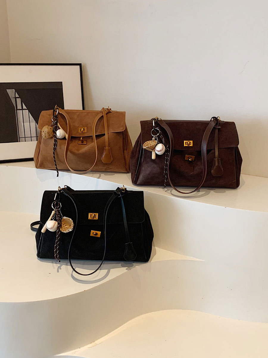 Vintage Suede Tote Bag Black