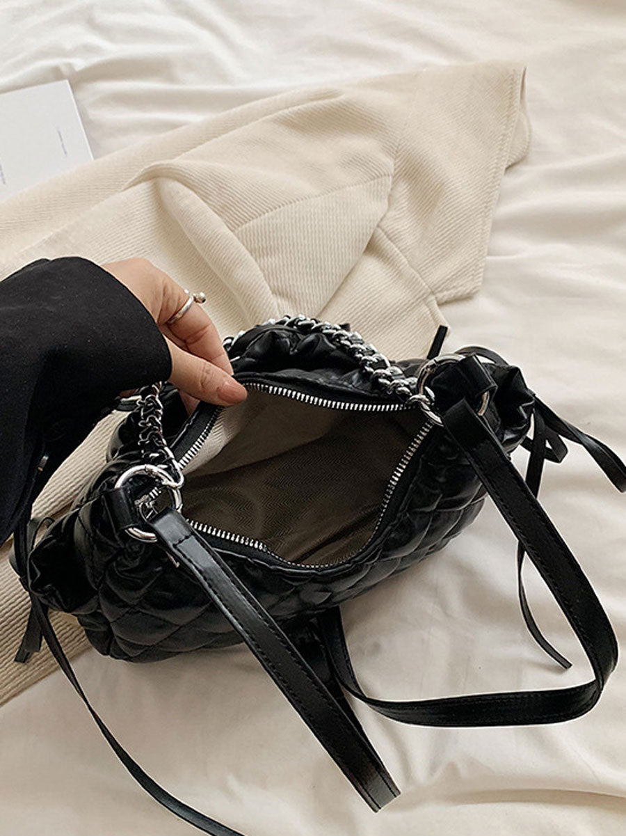 Quilted Chain Shoulder Bag White