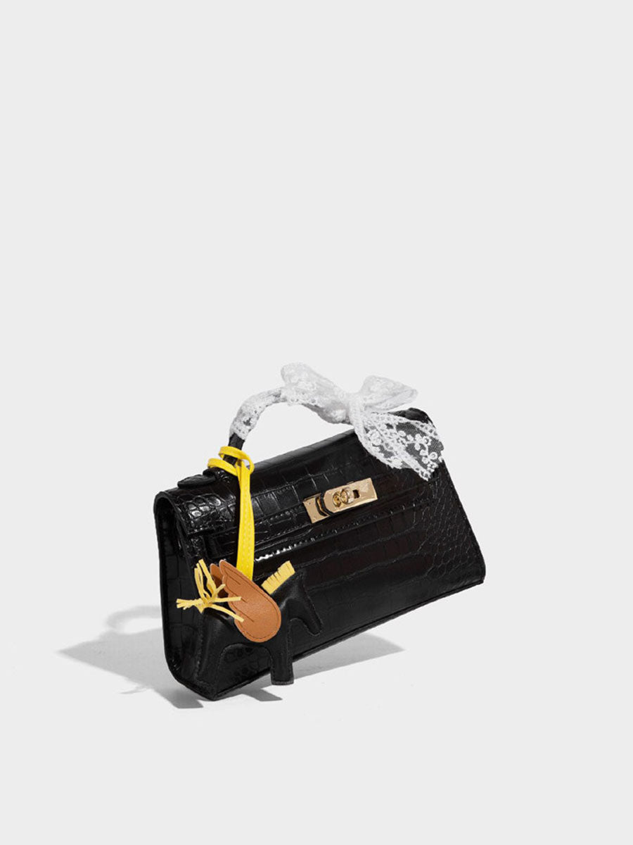 Fashion Crocodile Pattern Mini Kelly Bag Rose Red
