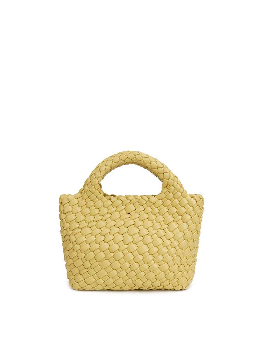 Genuine Leather Handmade Woven Bucket Tote Avocado Green