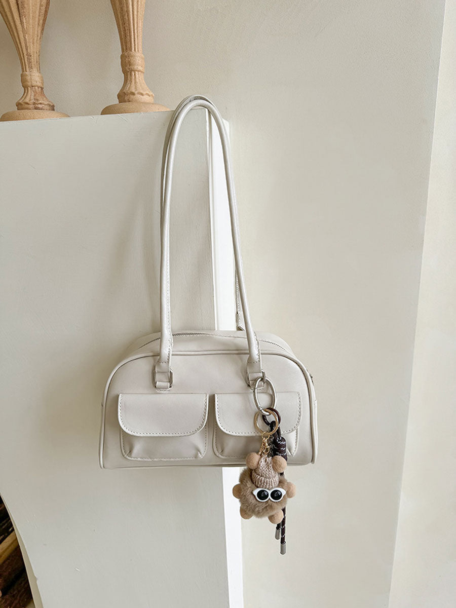 Trendy Patent  Buguette Handbag Blue