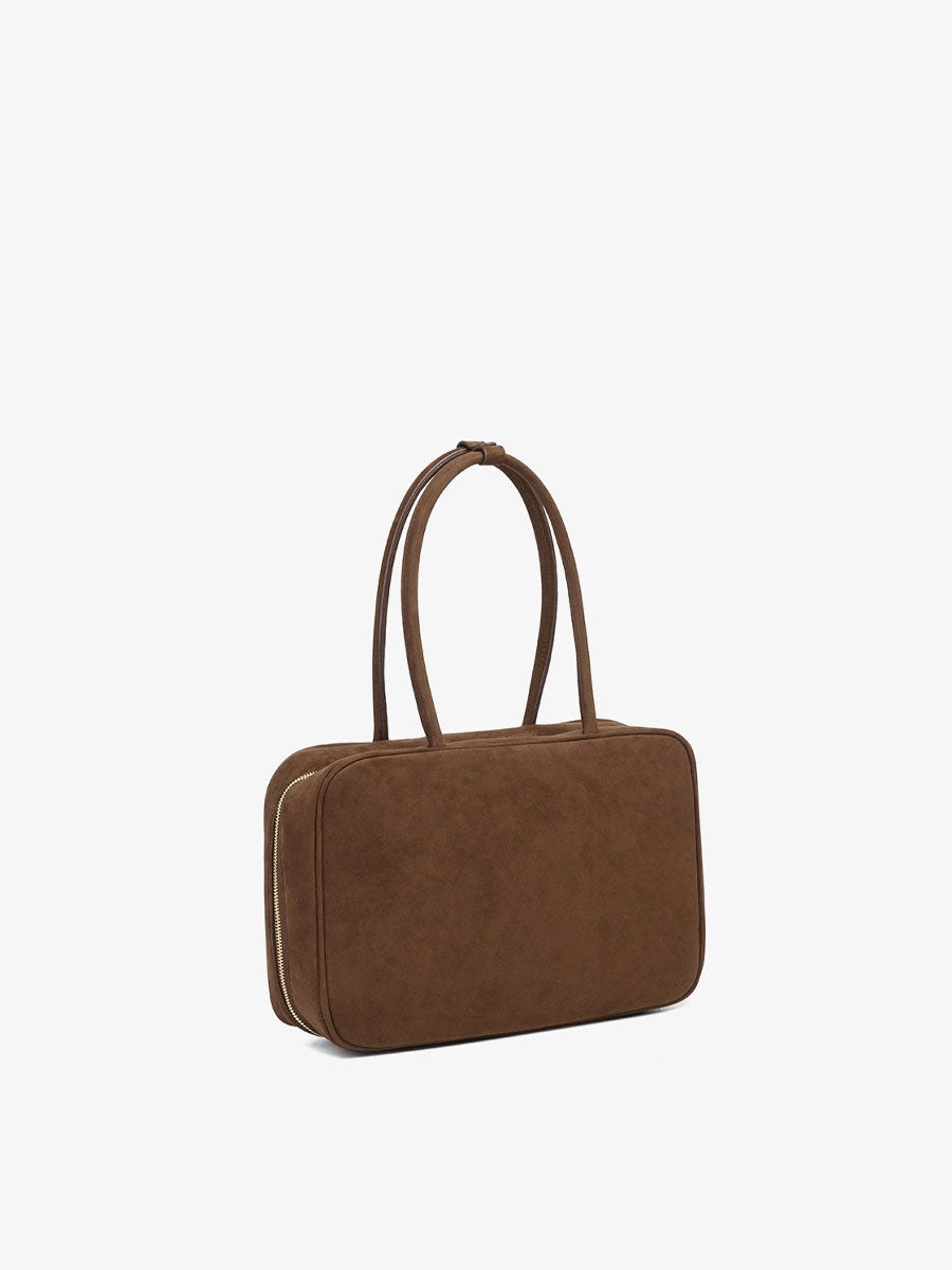 Vintage Suede Briefcase Tote Bag Brown