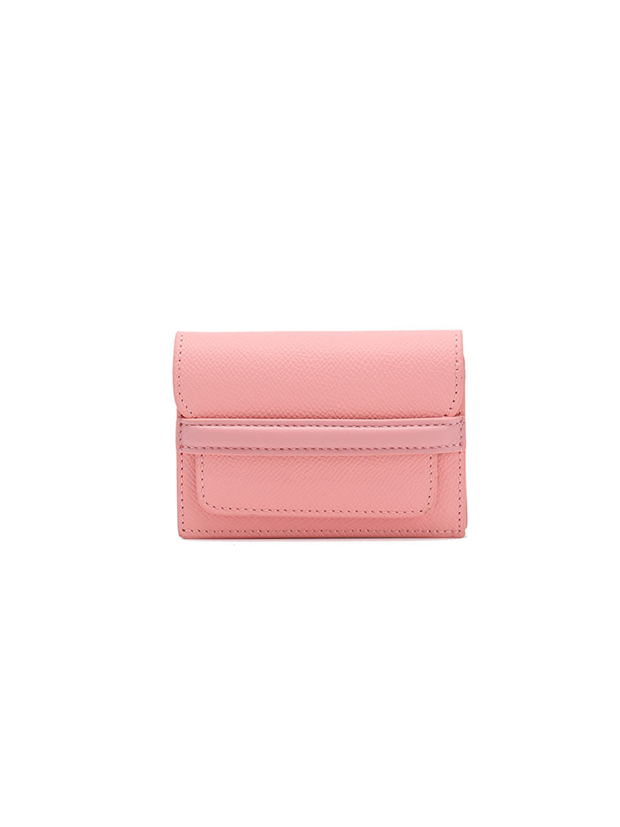 Genuine Leather Accordion Card Holder Pink
