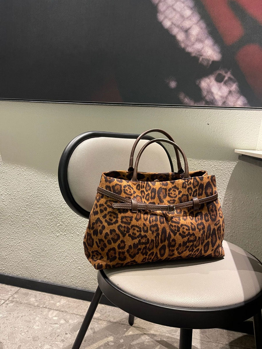 Vintage Suede Tote Bag With Strap Brown Leather