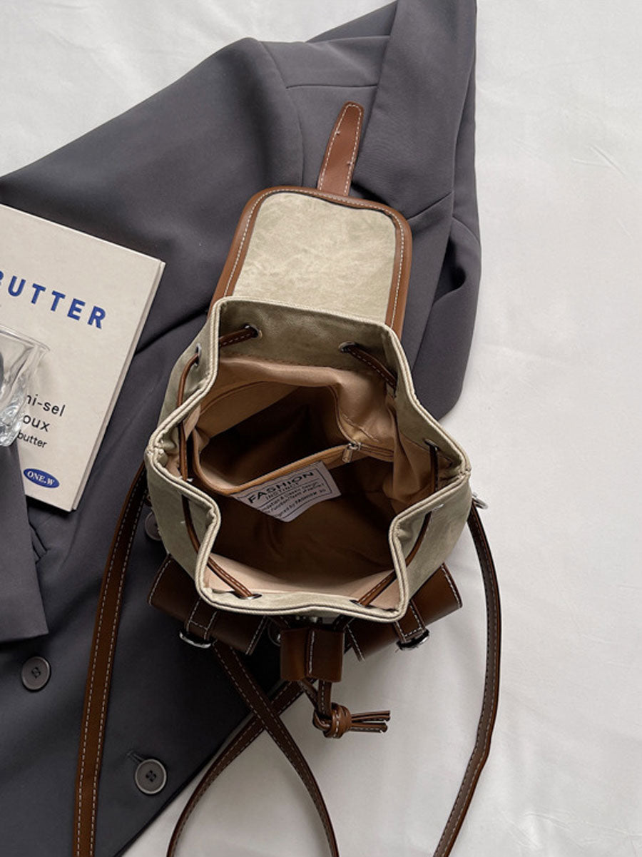 Vintage Canvas Leather Backpack Grey