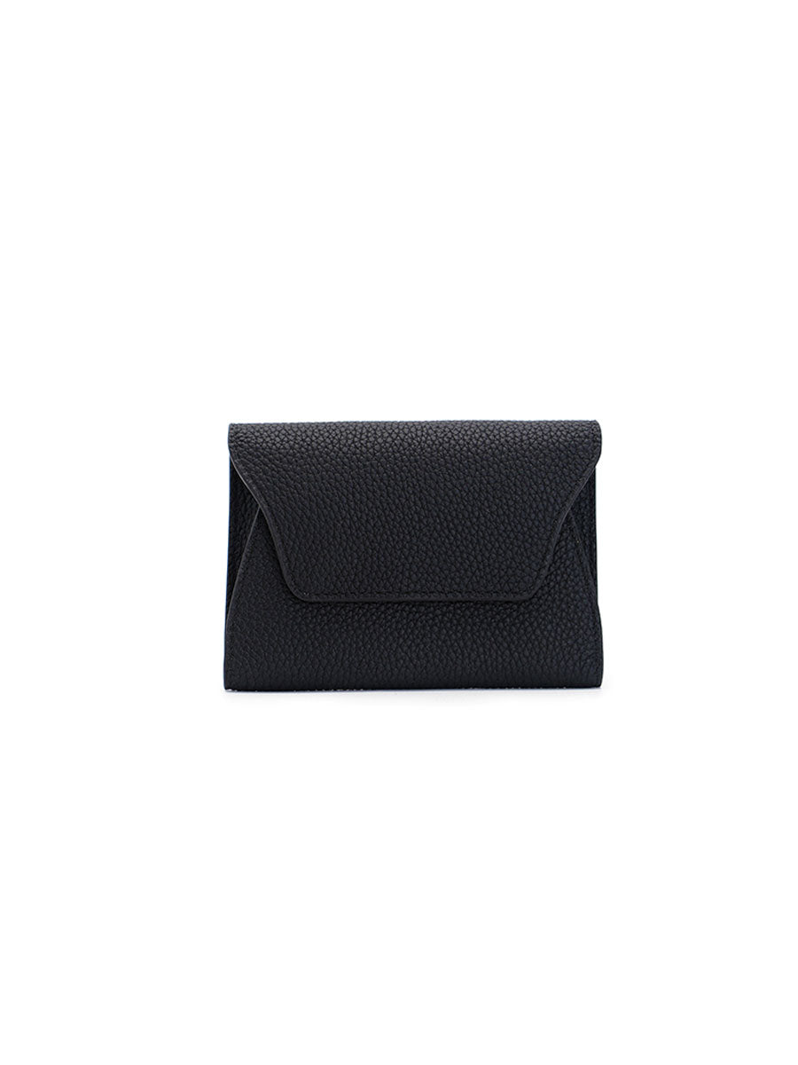 Soft Genuine Leather Short Wallet Black