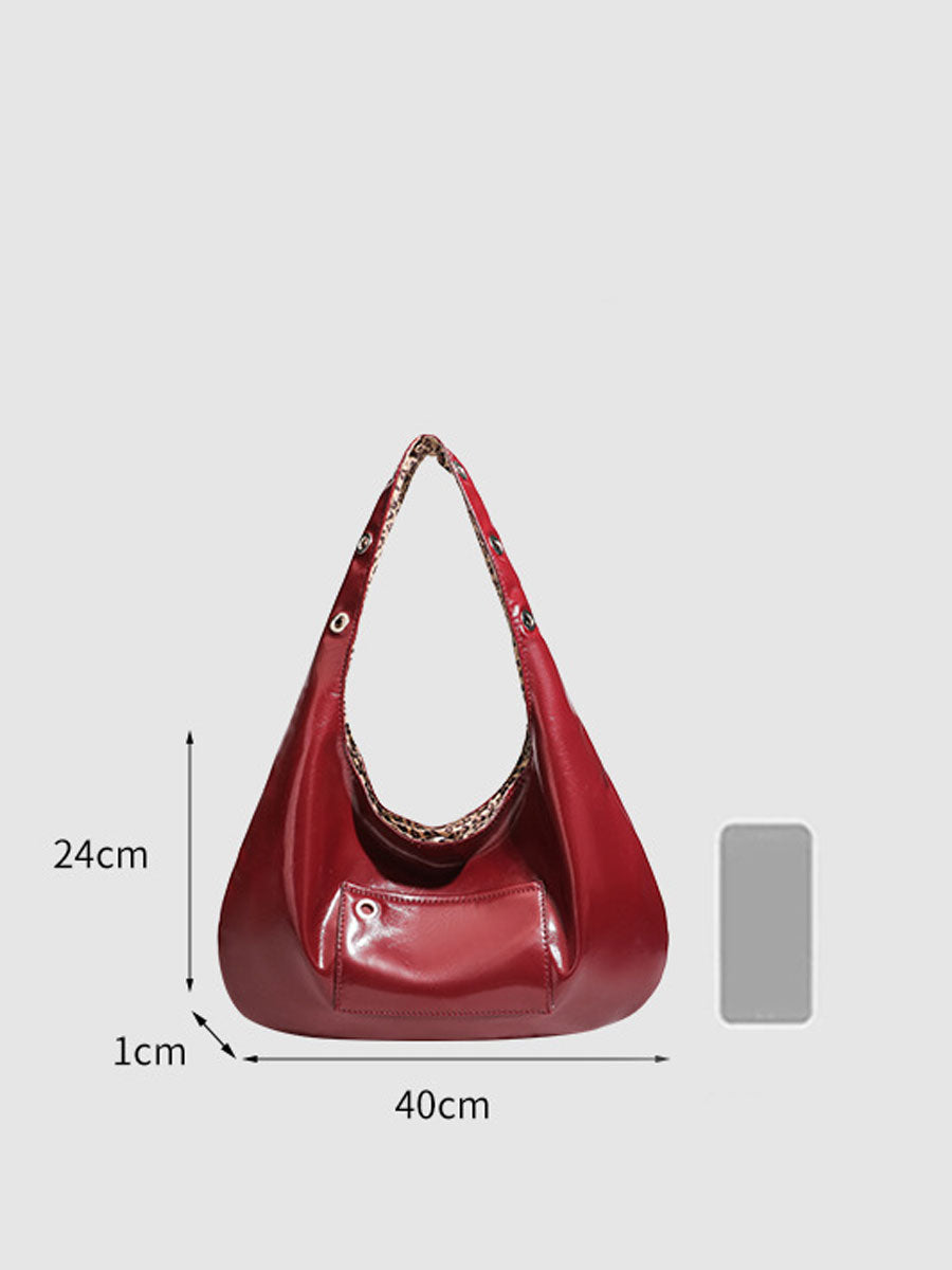 Red Patent Leather Shoulder Tote Bag Red
