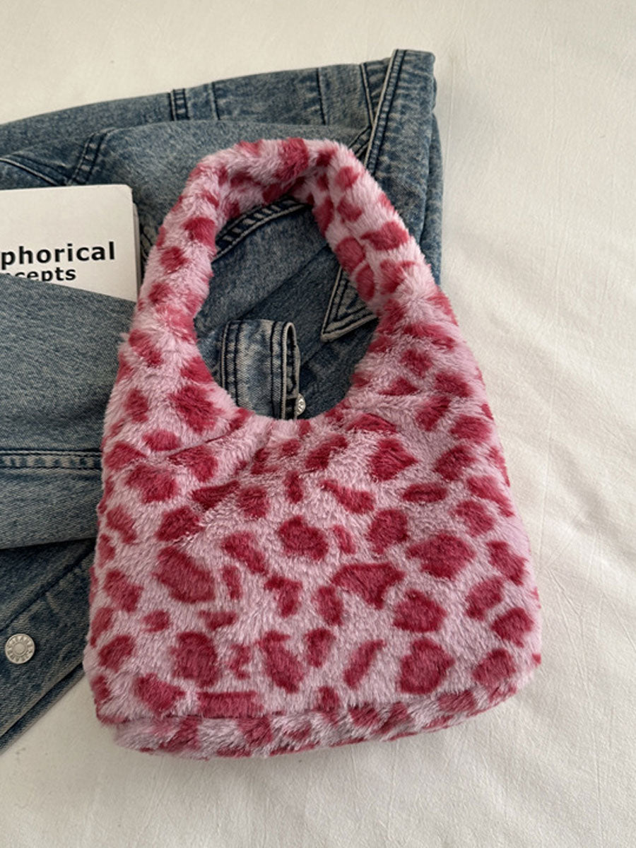 Leopard Print Plush Shoulder Handbag 06