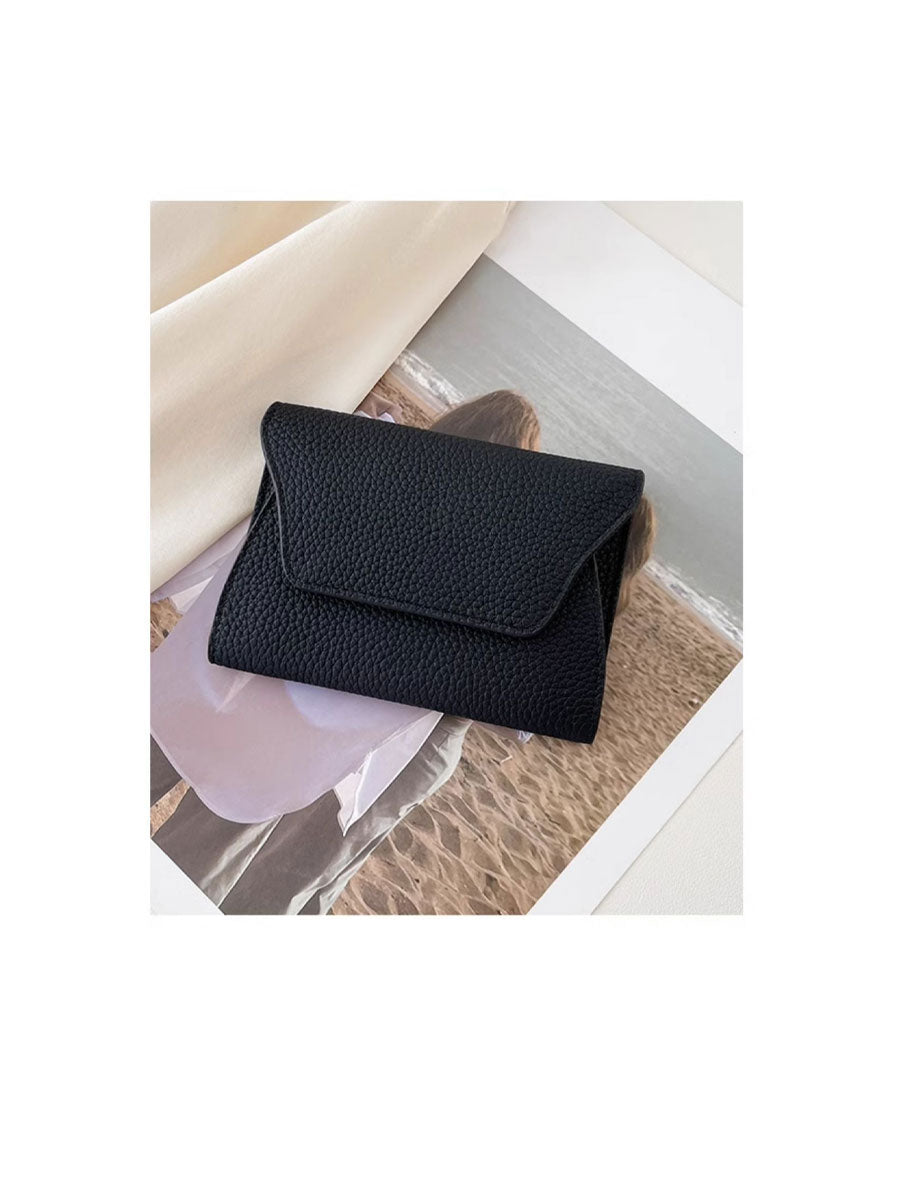 Soft Genuine Leather Short Wallet Black