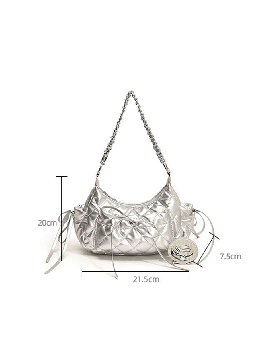 Quilted Chain Shoulder Bag White