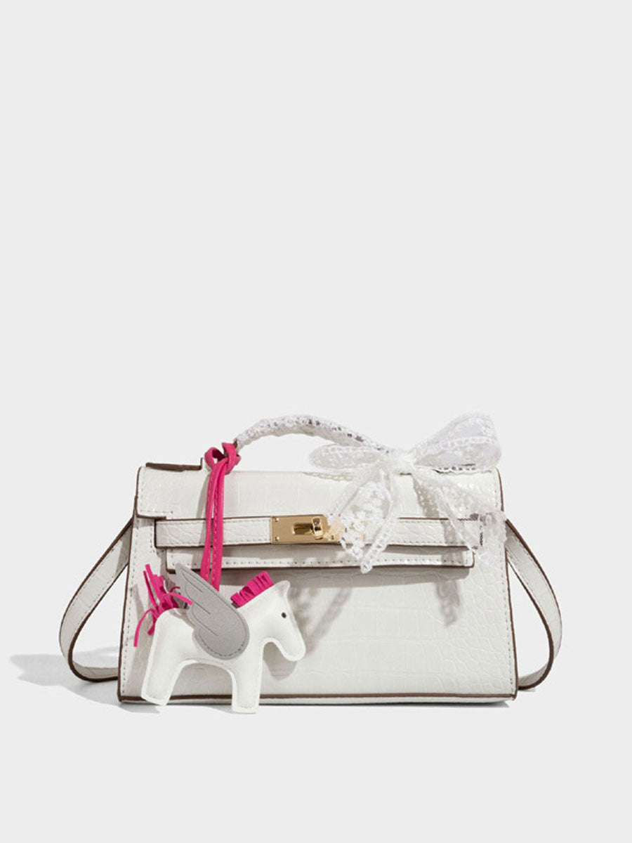 Fashion Crocodile Pattern Mini Kelly Bag Rose Red