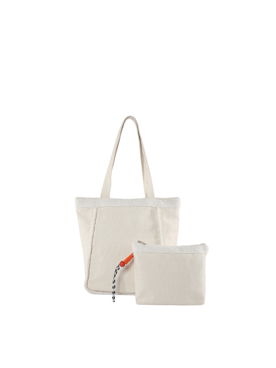 Cozy Sherpa Trim Tote Bag Black