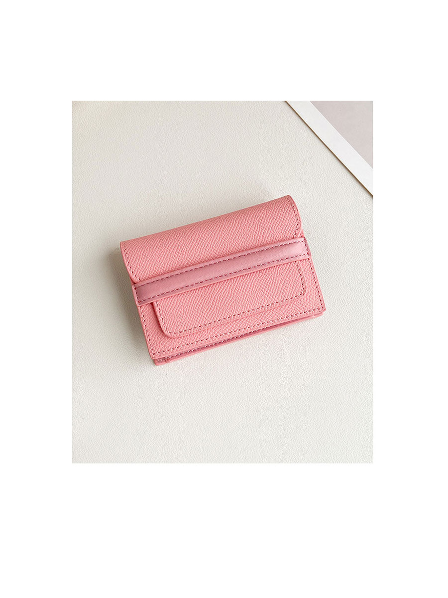 Genuine Leather Accordion Card Holder Pink
