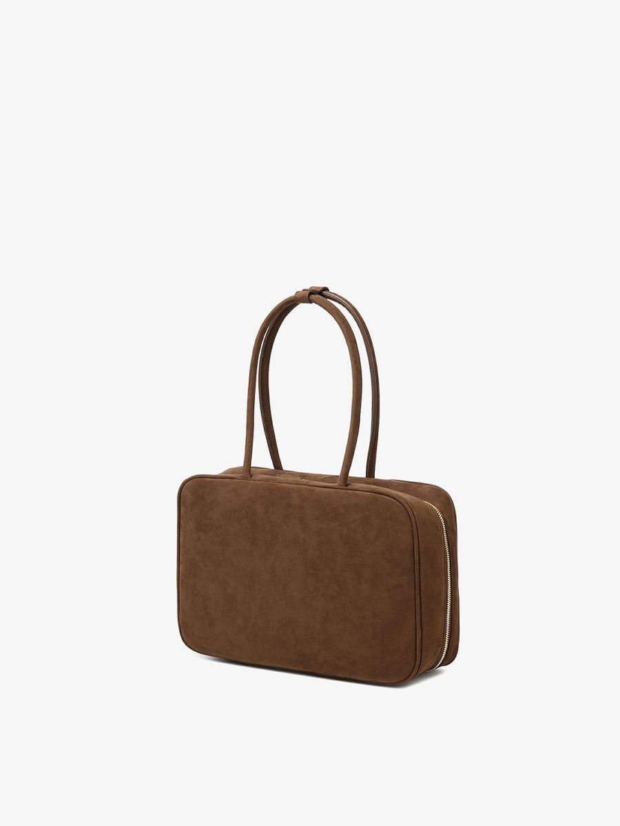 Vintage Suede Briefcase Tote Bag Brown