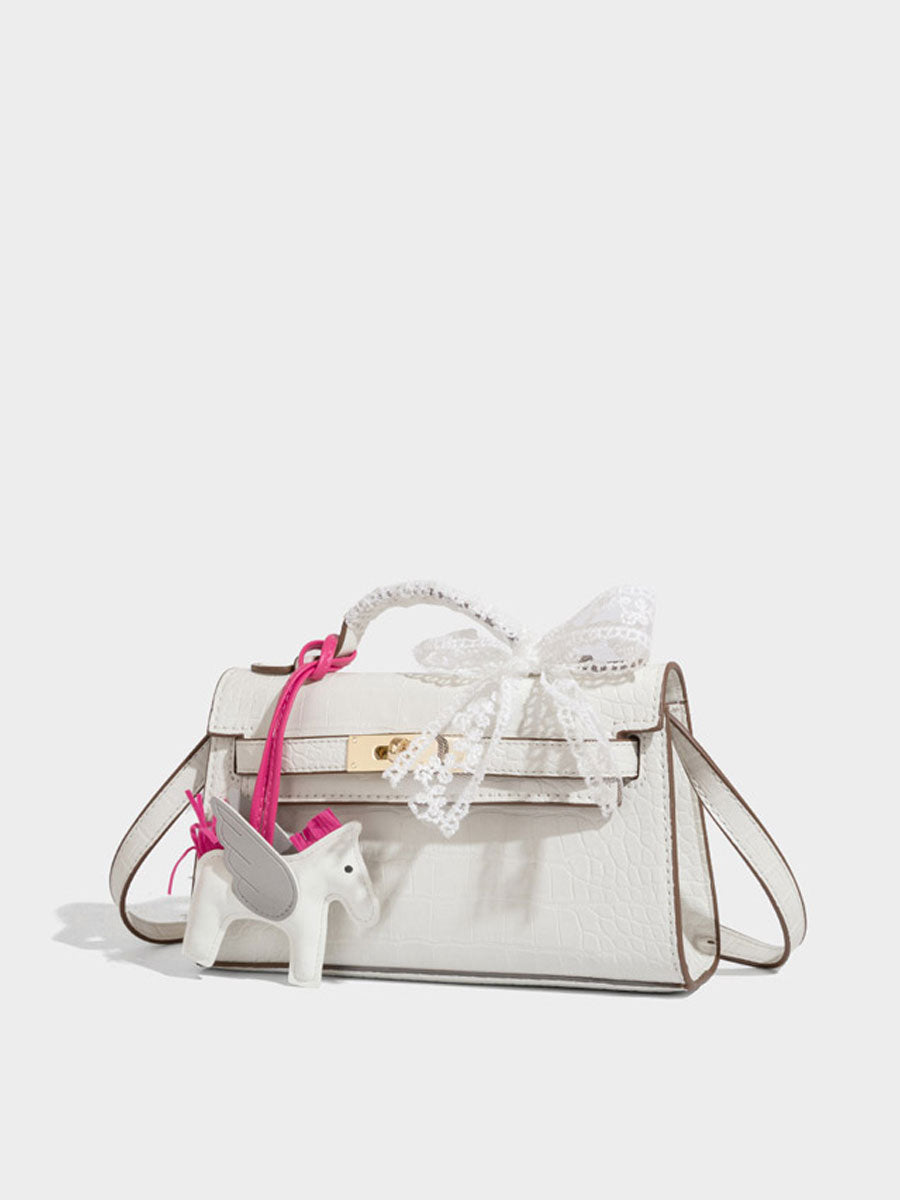 Fashion Crocodile Pattern Mini Kelly Bag Rose Red
