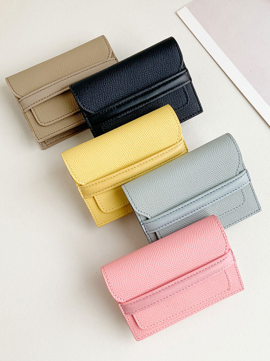 Genuine Leather Accordion Card Holder Pink