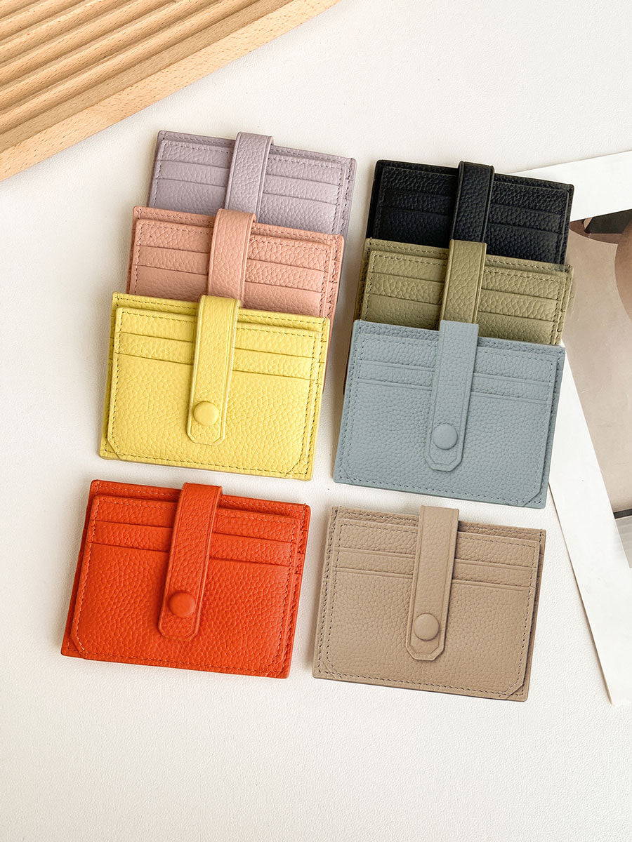 Slim Leather Card Holder Wallet  Orange