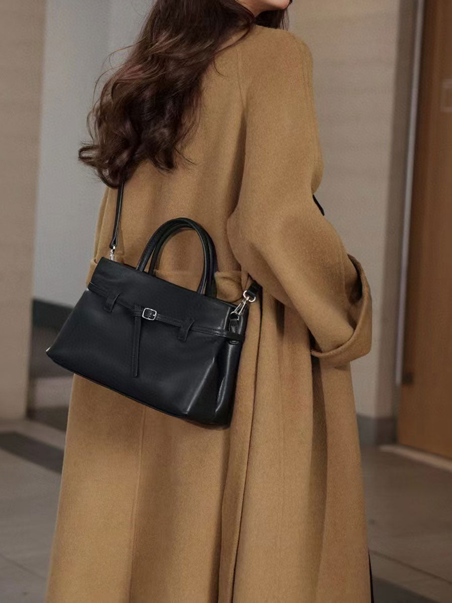 Vintage Suede Tote Bag With Strap Brown Leather