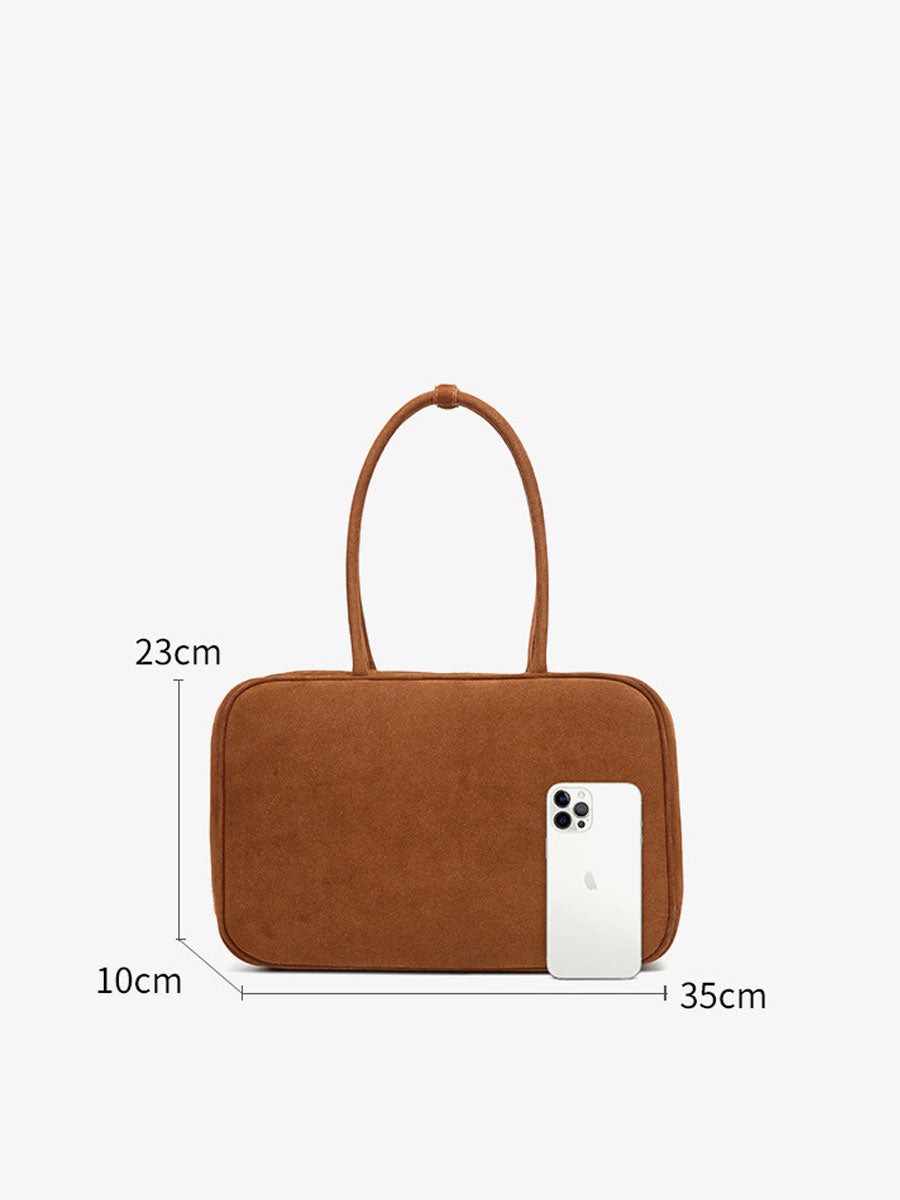 Vintage Suede Briefcase Tote Bag Brown