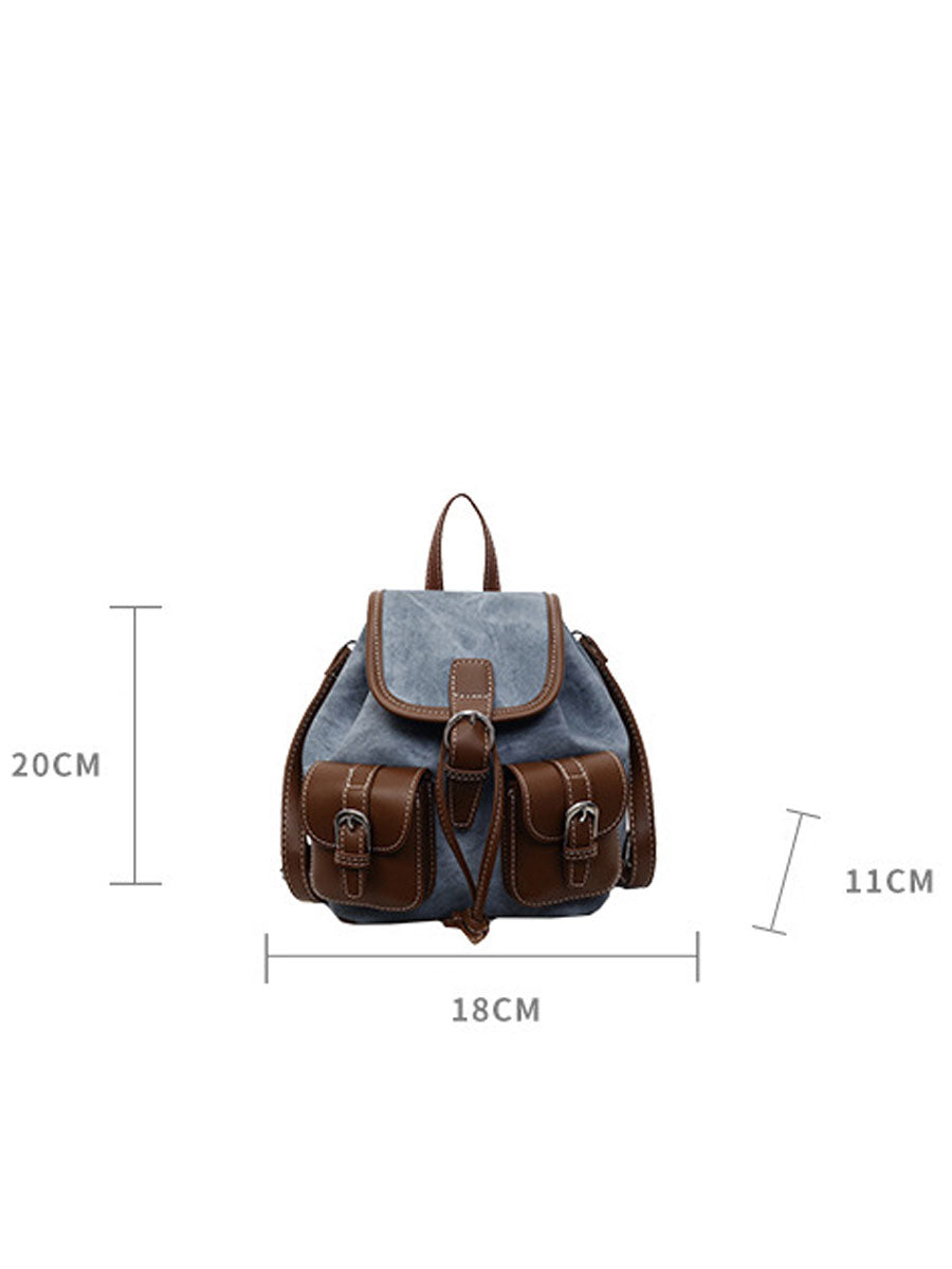 Vintage Canvas Leather Backpack Grey