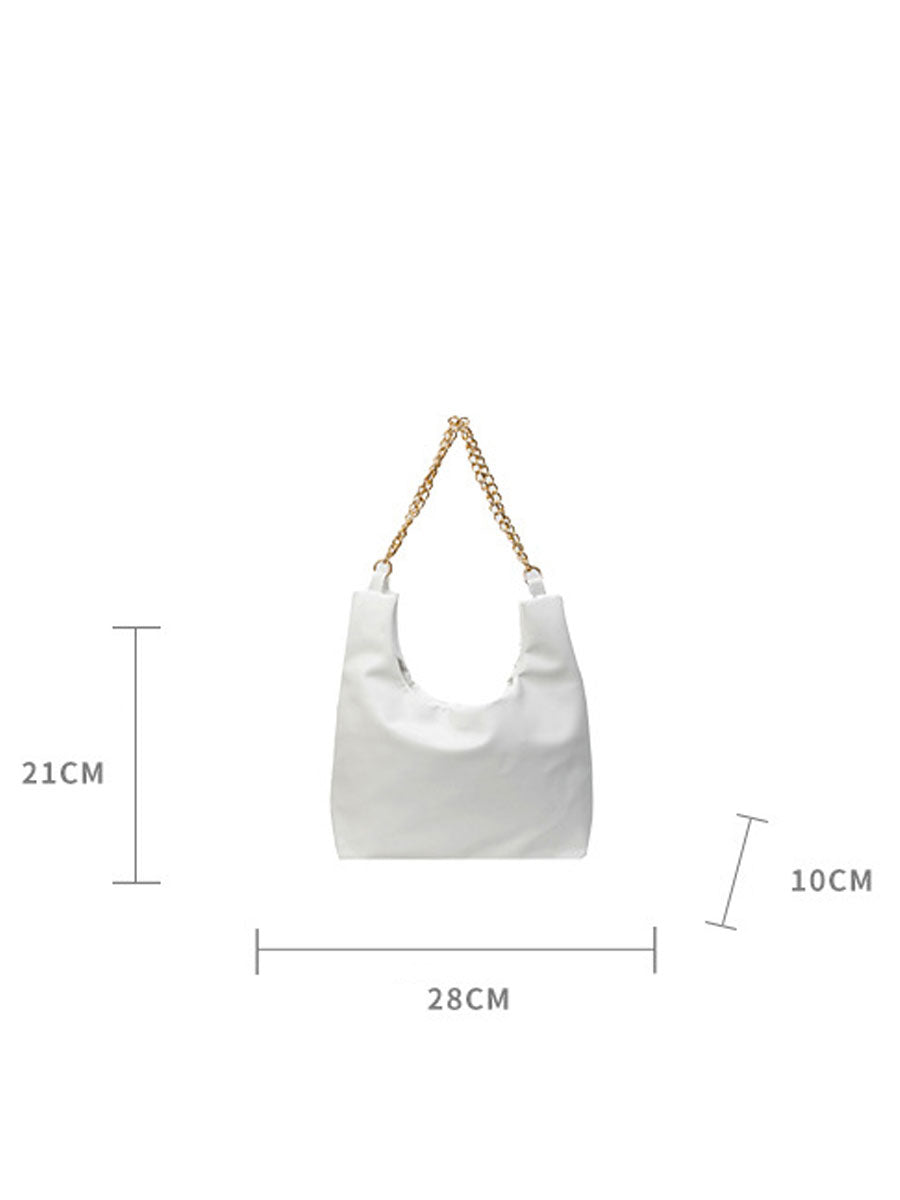 Large Tote Bag with Gold Chain Black