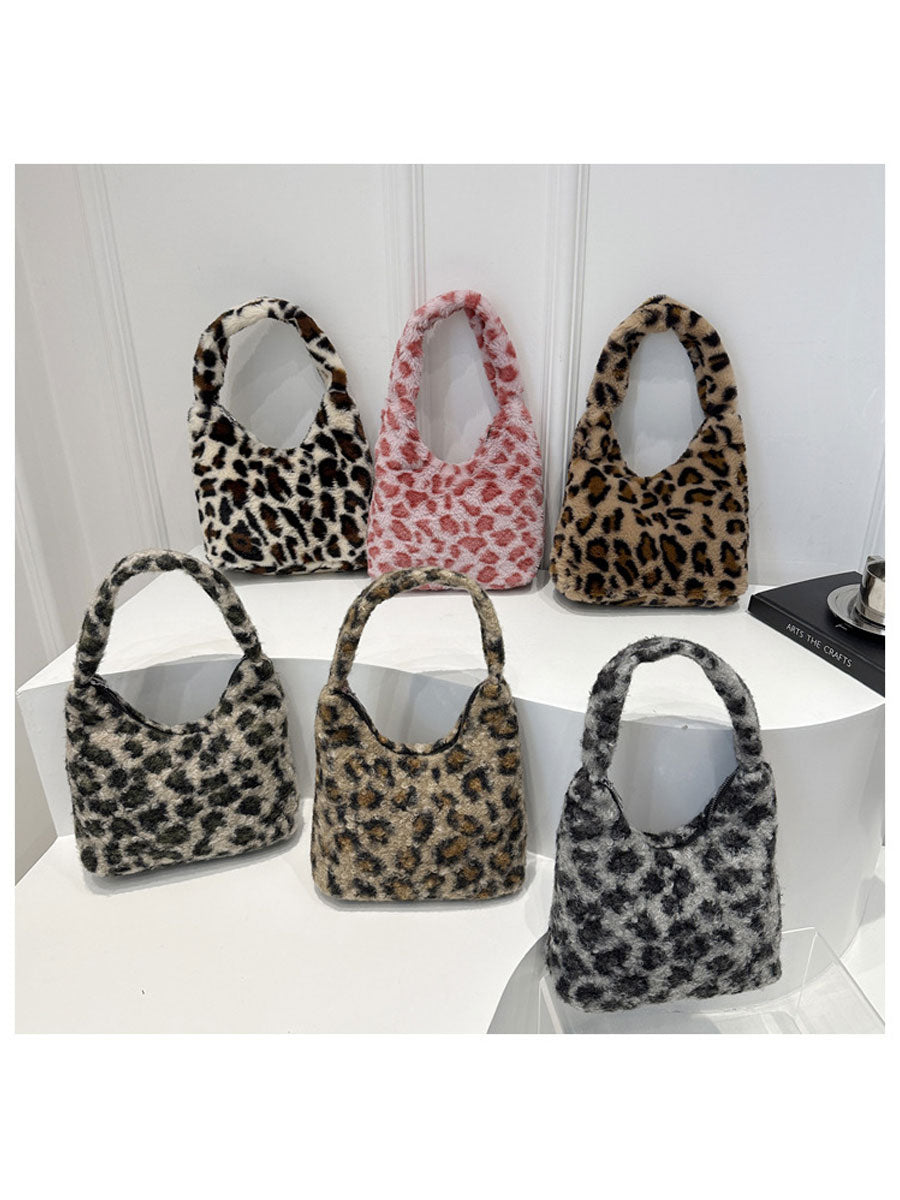 Leopard Print Plush Shoulder Handbag 06
