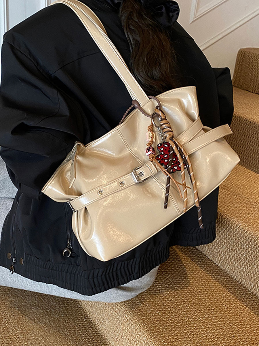 Vintage Waxed Leather Tote Bag Brown