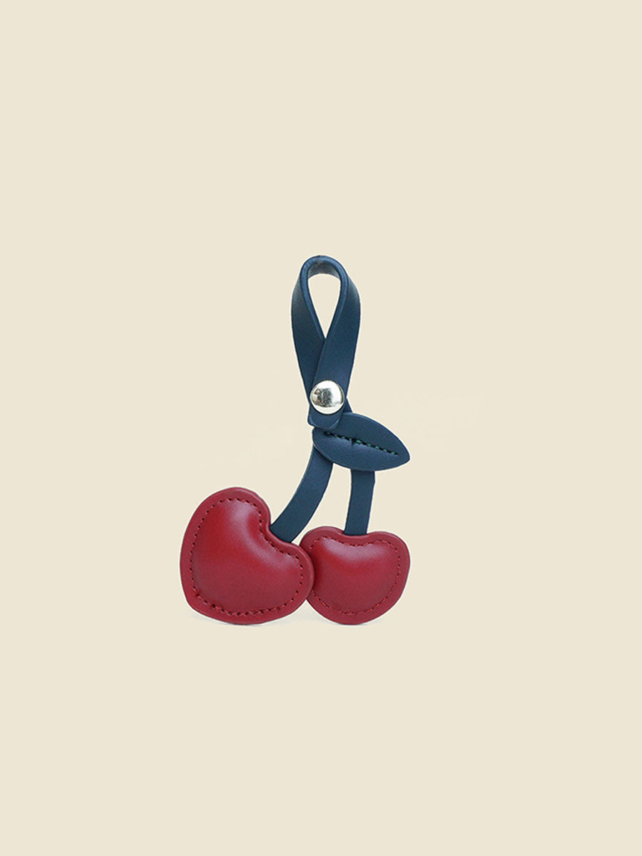 Leather Cherry Bag Charm Keychain