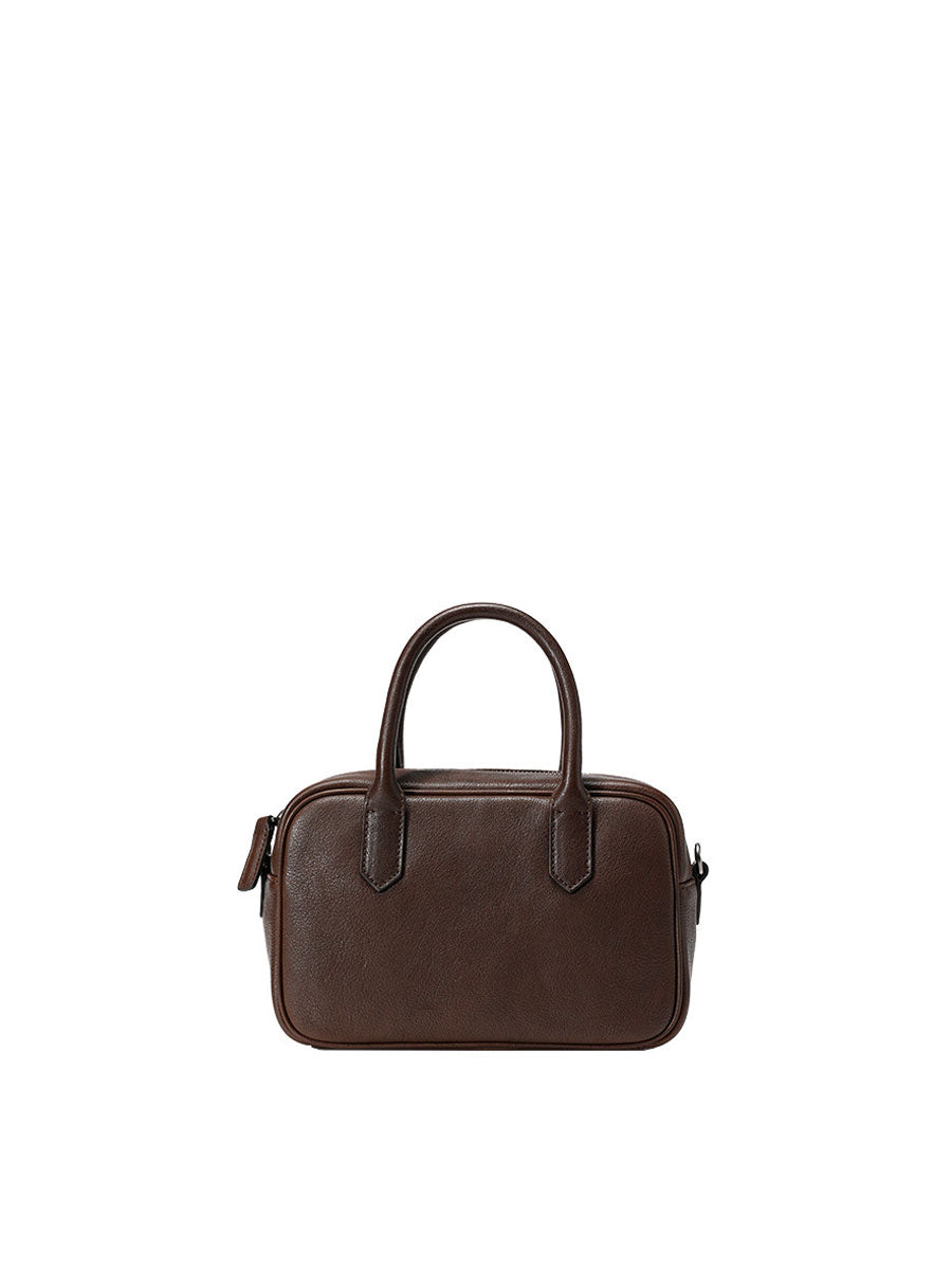 Vintage Leather Box Tote Bag Orange