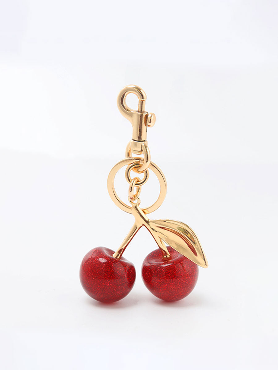 Glitter Crystal Cherry Keychain