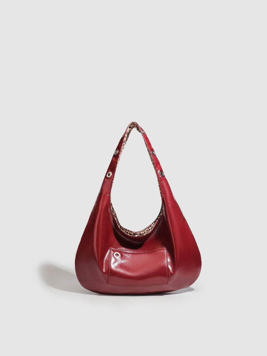 Red Patent Leather Shoulder Tote Bag Red