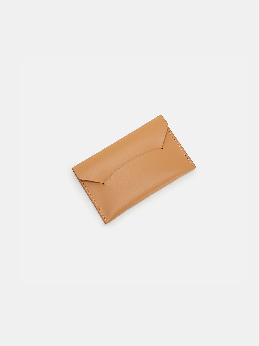 Minimalist Genuine Leather Slim Card Holder Brown
