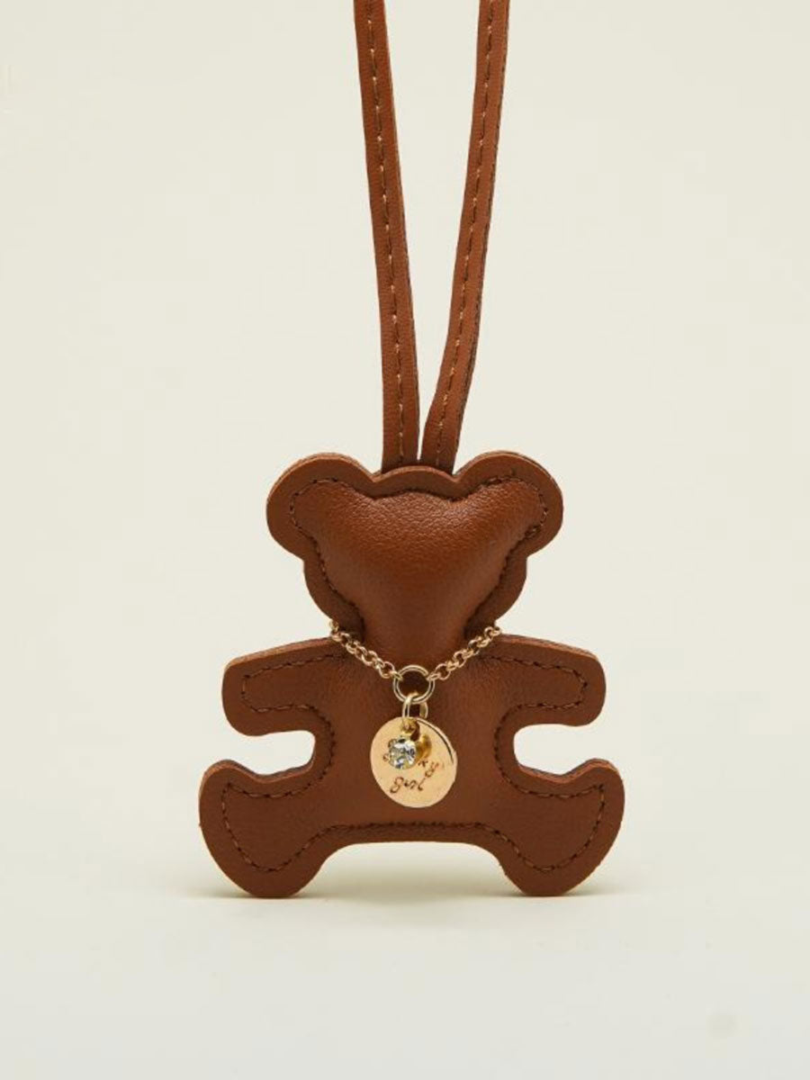Cute Leather Bear Keychain Solid Color