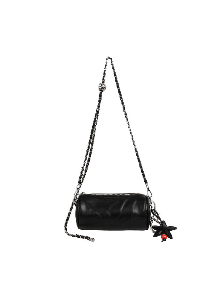 French Vintage Leather Bucket Bag Silver